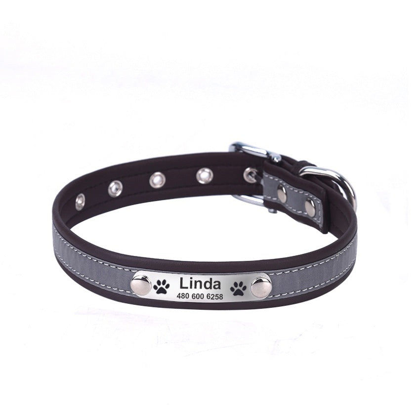 Reflective Lettering Microfiber Dog Collar