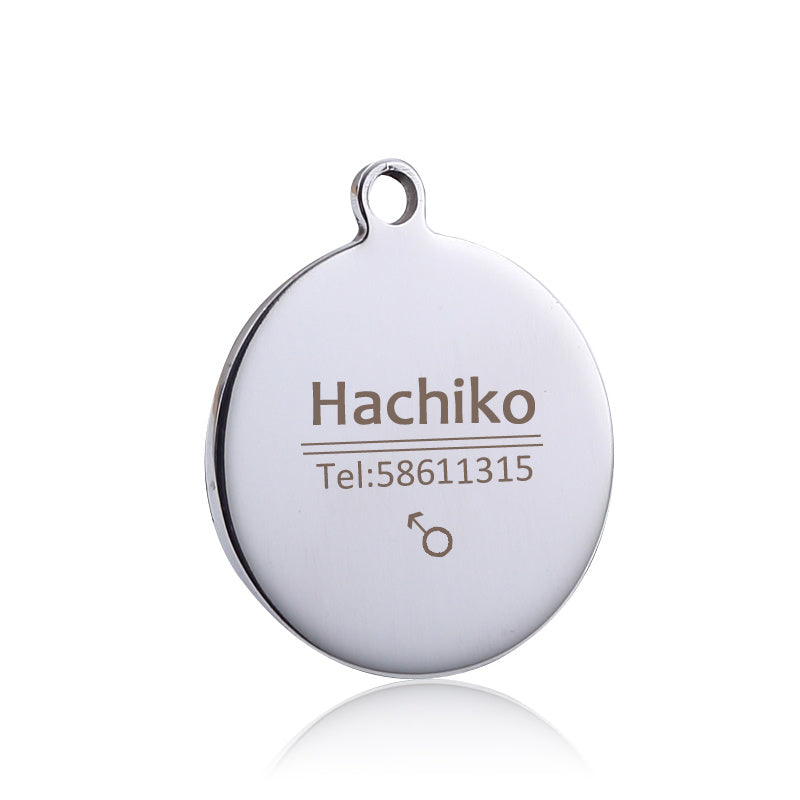 Pet Titanium Steel Tag - Custom Engraved with Name, Phone Number, Address, and Photo