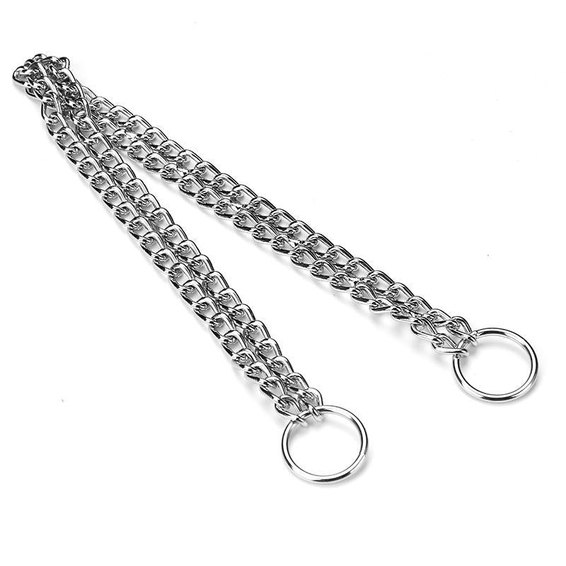 Chrome-Plated Double-Row Chain Dog Collar