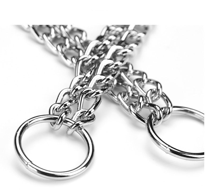 Chrome-Plated Double-Row Chain Dog Collar