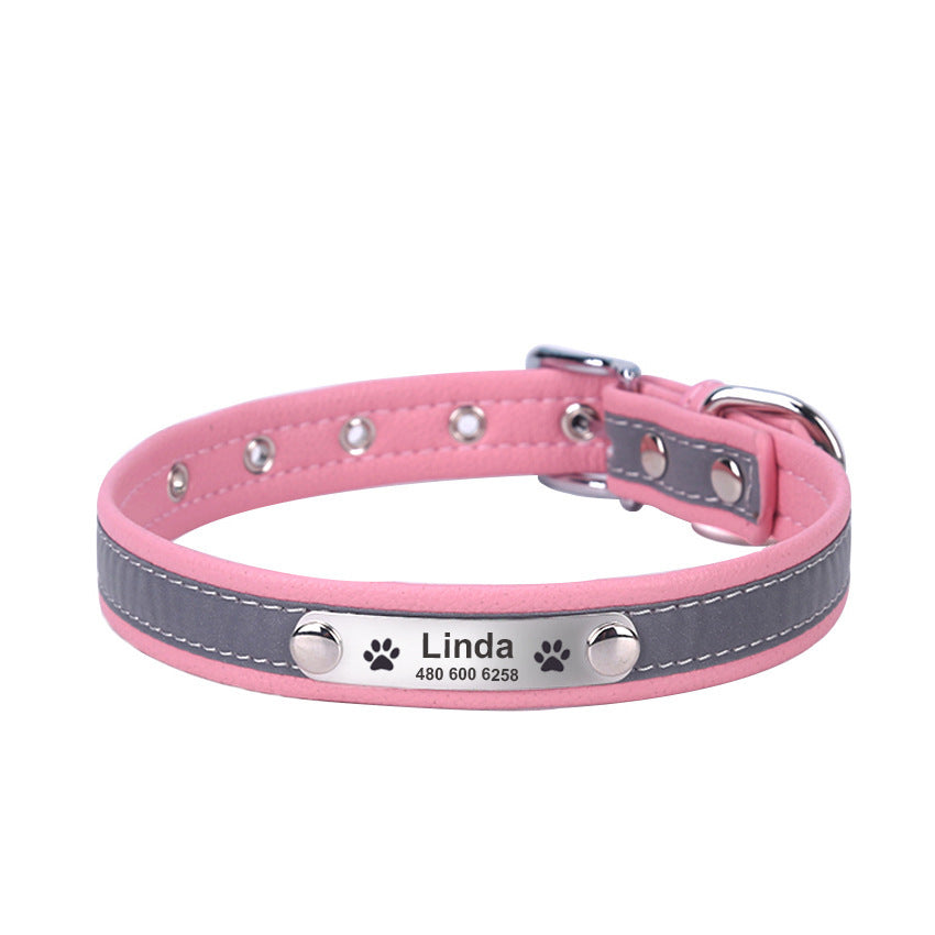 Reflective Lettering Microfiber Dog Collar