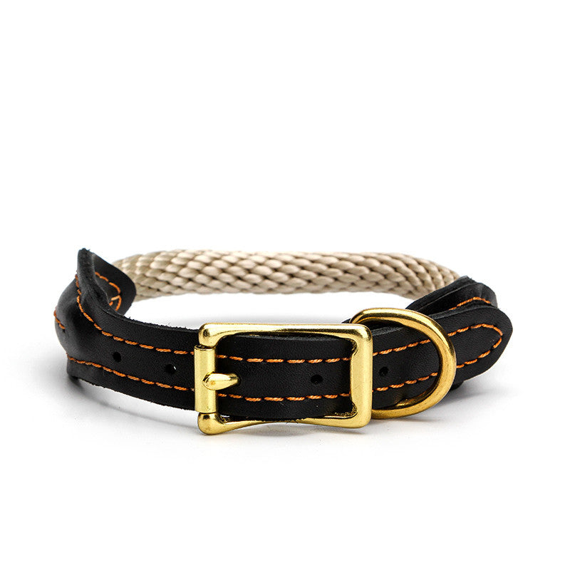 Adjustable Nylon & Cowhide Dog Collar