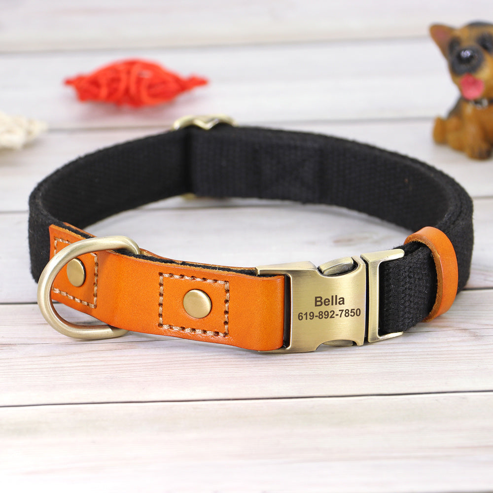 Cowhide Pet Collar Anti Lettering Lost Dog