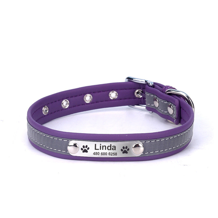 Reflective Lettering Microfiber Dog Collar