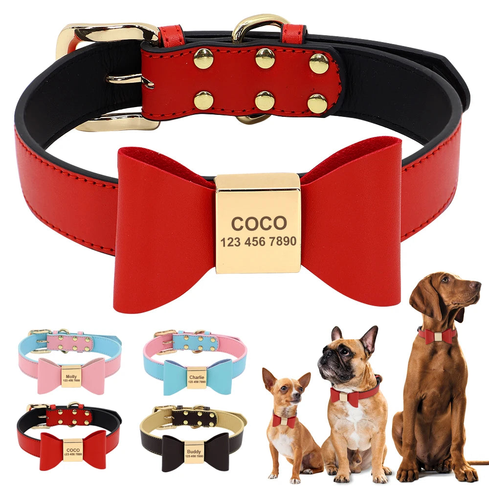 Personalized PU Leather Dog Name Collar