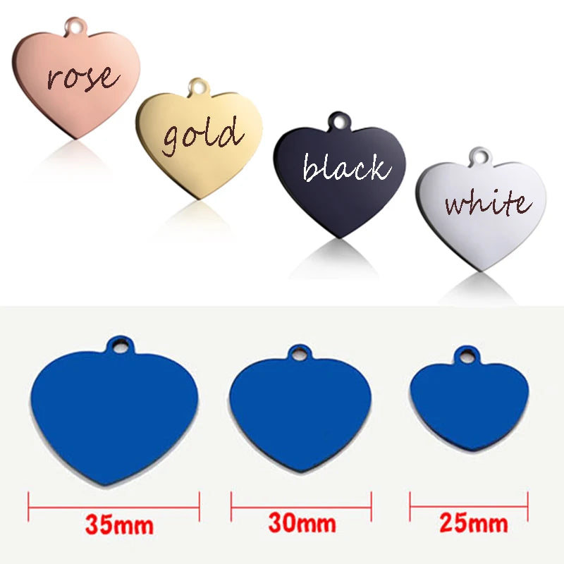 Custom Engraved Dog ID Heart Tag & Cat Collar Pendant