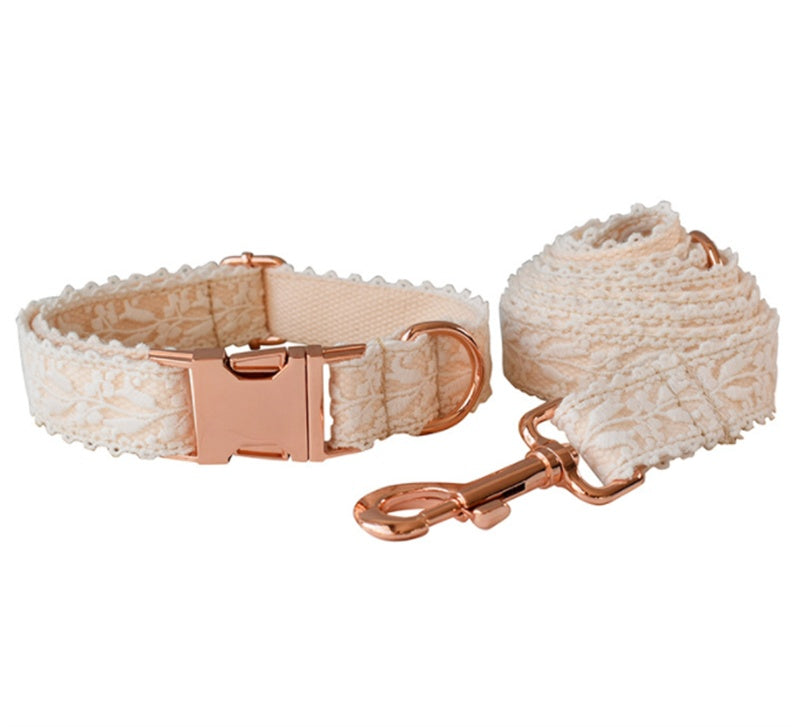 Leaf Lace Pet Collar Bow Metal Buckle