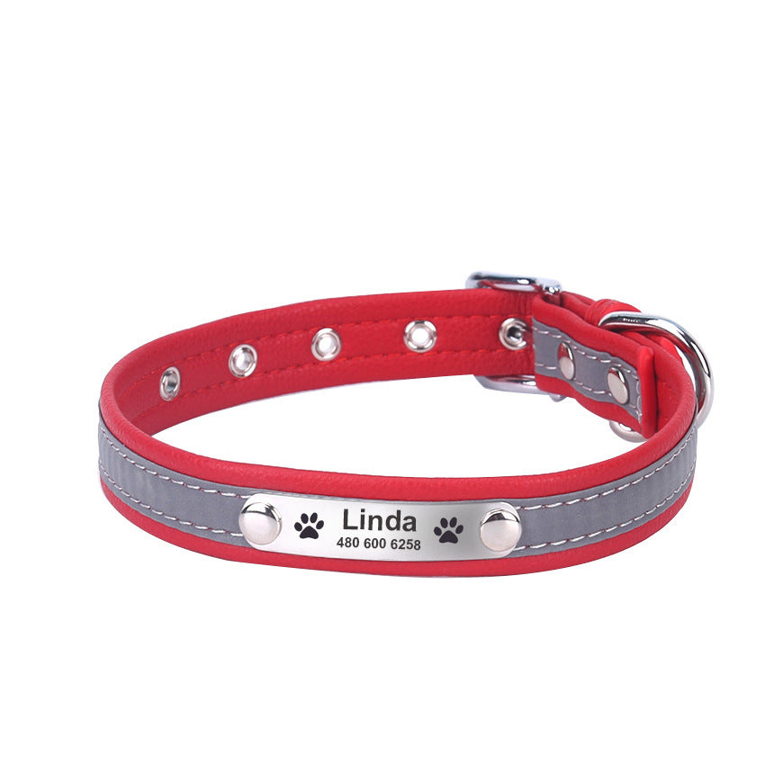 Reflective Lettering Microfiber Dog Collar