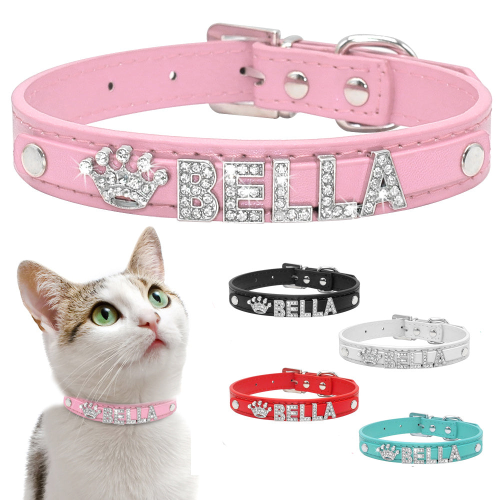 Personalized Rhinestone Cat, Puppy Collar