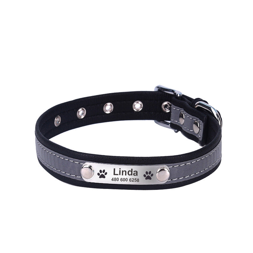 Reflective Lettering Microfiber Dog Collar